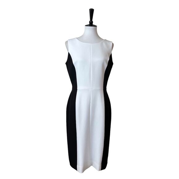 Preston & York Women’s Dress Sheath Classic Black White Color Block Size 8 - Picture 1 of 10